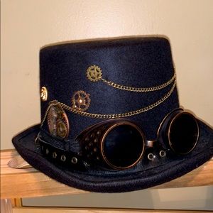 Steampunk top hat with removable goggles